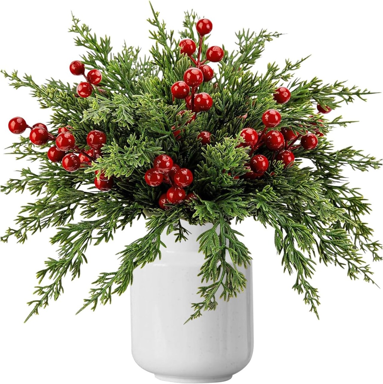 Christmas Flowers Artificial Leaves Stems (Green,red) 3"D x 10.5"W x 3"H